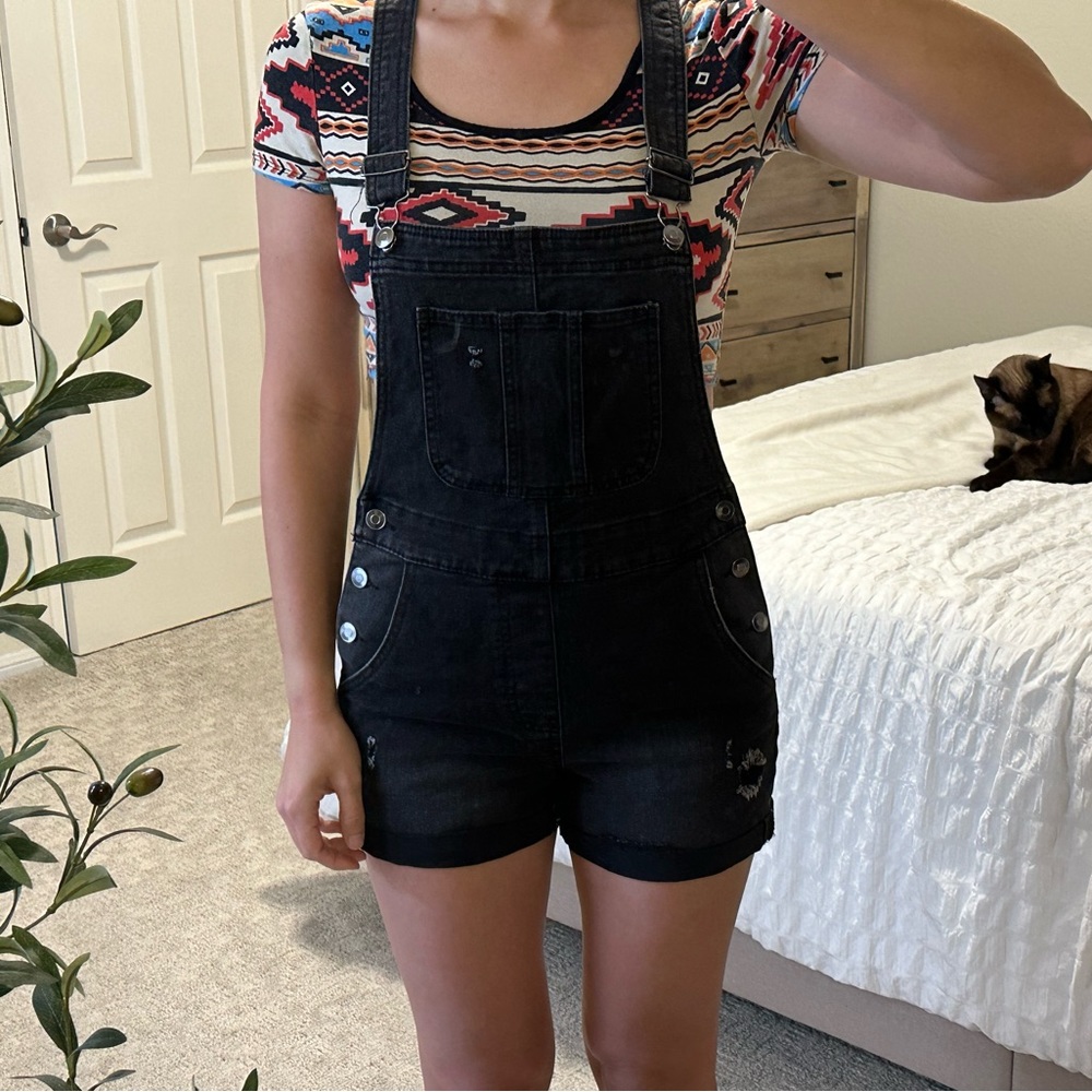 Black Overall Shorts